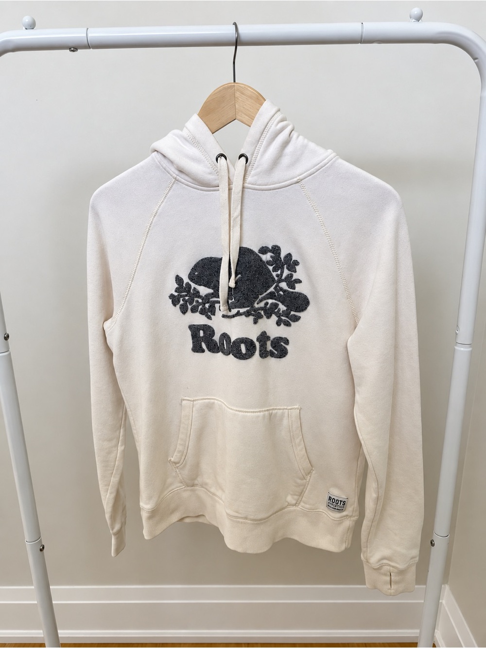Roots Cream Crewneck Hoodie with Dark Gray Logo